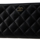 Zip Around Wallet Quilted Caviar Long