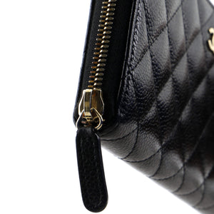 Zip Around Wallet Quilted Caviar Long