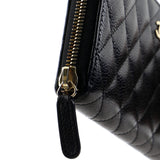 Zip Around Wallet Quilted Caviar Long