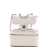 Zip Around Flap Bag Quilted Crumpled Calfskin and PVC Small