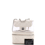 Zip Around Flap Bag Quilted Crumpled Calfskin and PVC Small