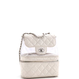 Zip Around Flap Bag Quilted Crumpled Calfskin and PVC Small