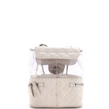 Zip Around Flap Bag Quilted Crumpled Calfskin and PVC Small
