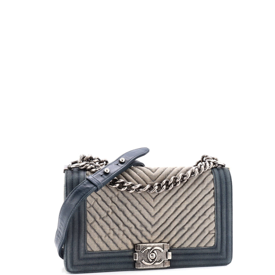 Boy Flap Bag Chevron Denim Old Medium
