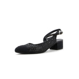 Women's CC Cap Toe Ankle Strap Slingback Pumps Glitter Leather with Grosgrain