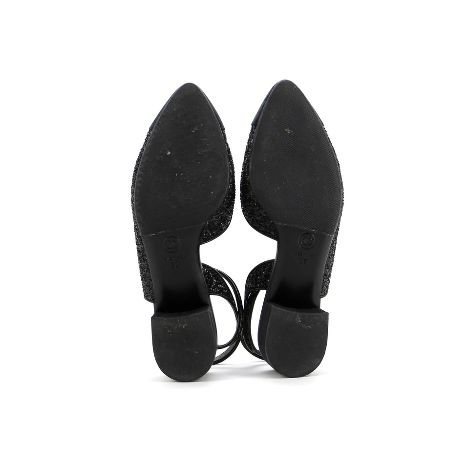 Women's CC Cap Toe Ankle Strap Slingback Pumps Glitter Leather with Grosgrain