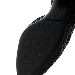 Women's CC Cap Toe Ankle Strap Slingback Pumps Glitter Leather with Grosgrain