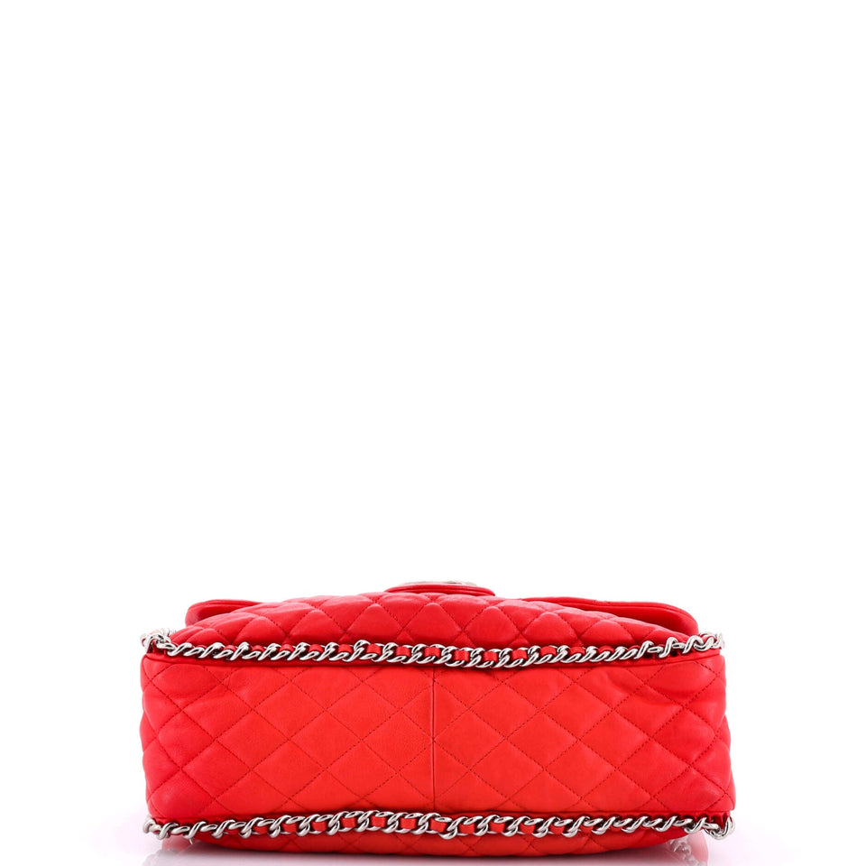 Chain Around Flap Bag Quilted Leather Maxi