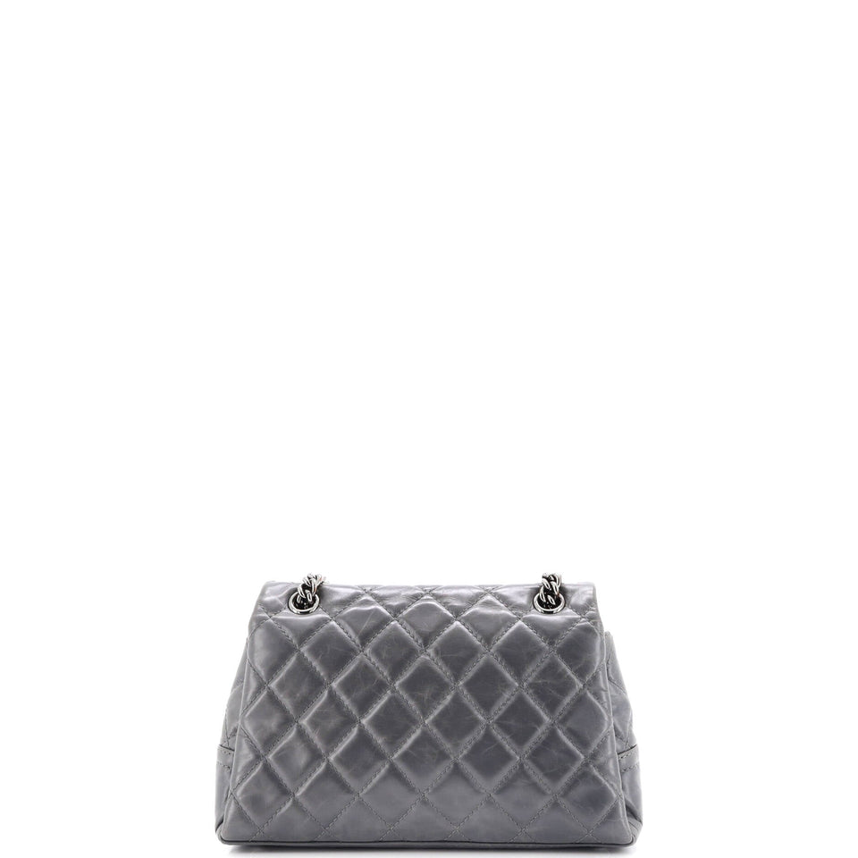 Aged Chain 3 Compartment CC Flap Bag Quilted Calfskin Medium