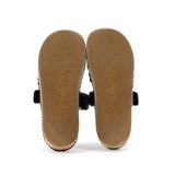Women's Cord Velcro Mule Sandals Quilted Leather