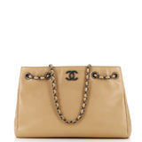 Woven Chain Shopping Tote Caviar Medium
