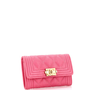Boy Flap Card Case Quilted Caviar