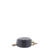 Filigree Round Clutch with Chain Quilted Caviar Mini