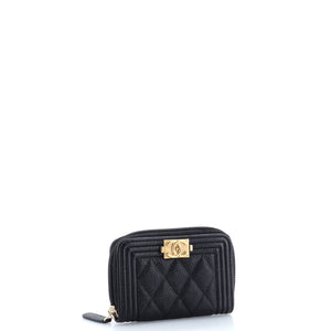 Boy Zip Around Wallet Quilted Caviar Small