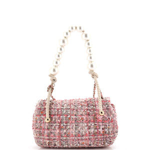 Pearl Handle Flap Bag Quilted Tweed Medium