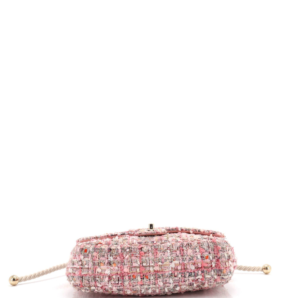 Pearl Handle Flap Bag Quilted Tweed Medium