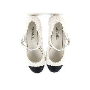 Women's Crystal Flower Cap Toe Mary Jane Flats Tweed