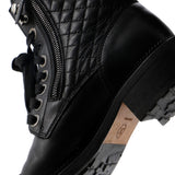 Women's CC Zip Up Combat Boots Quilted Leather