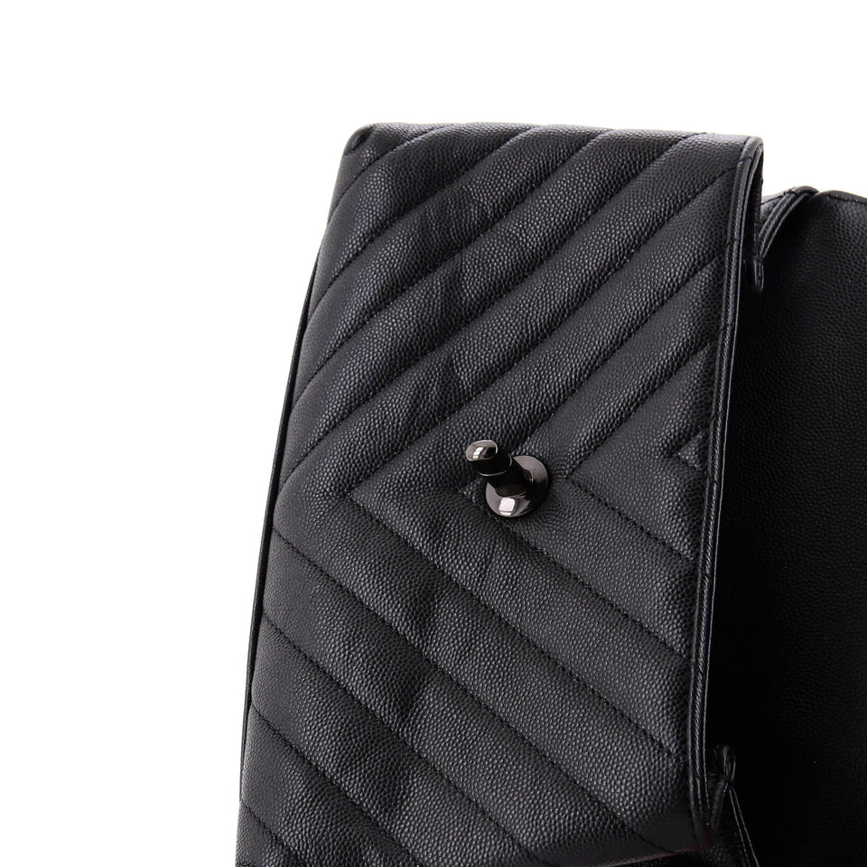 So Black Coco Top Handle Bag Chevron Caviar Mini