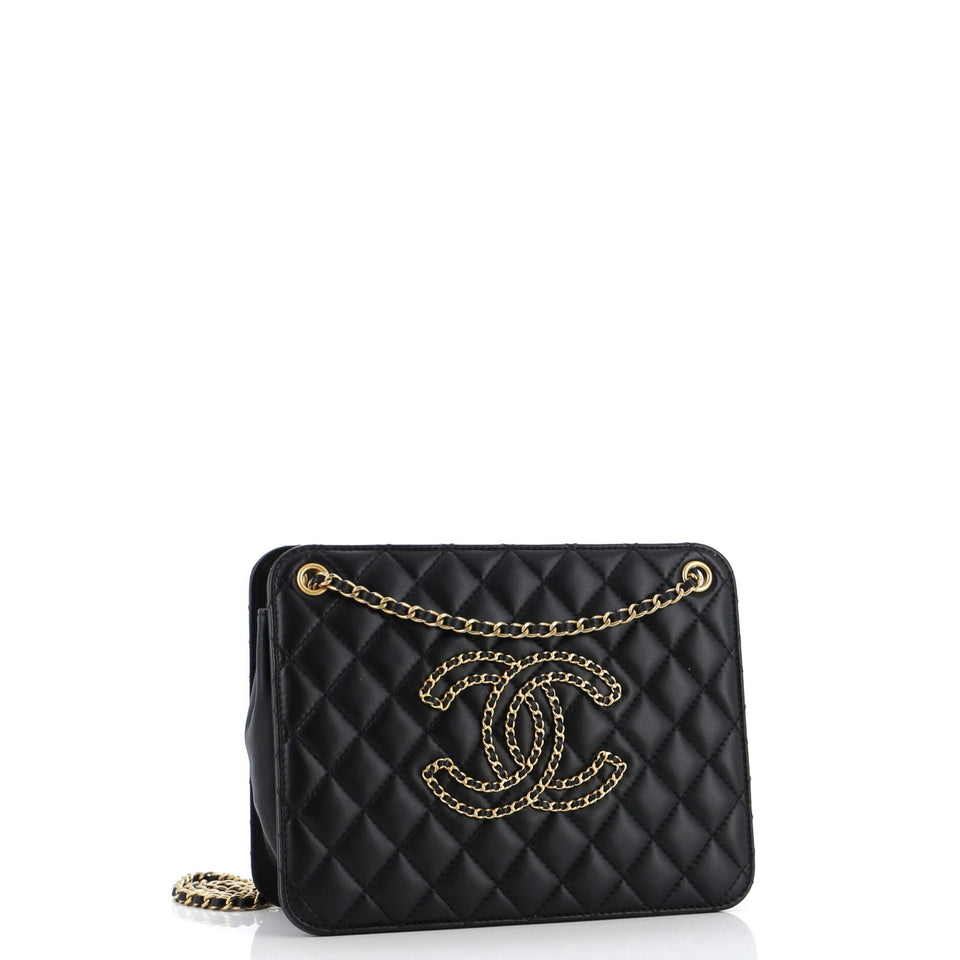 Once Upon a Time Chain CC Accordion Tote Quilted Calfskin Small