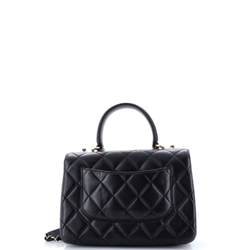 Trendy CC Top Handle Bag Quilted Lambskin Small
