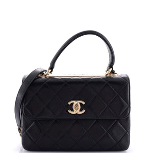 Trendy CC Top Handle Bag Quilted Lambskin Small