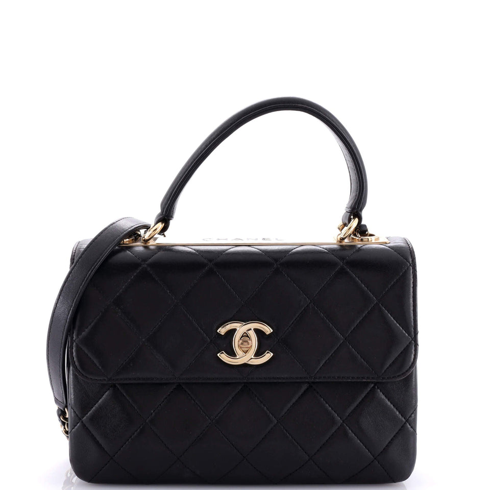 Trendy CC Top Handle Bag Quilted Lambskin Small