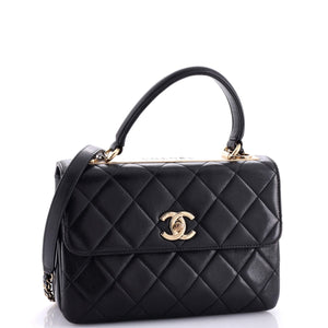 Trendy CC Top Handle Bag Quilted Lambskin Small