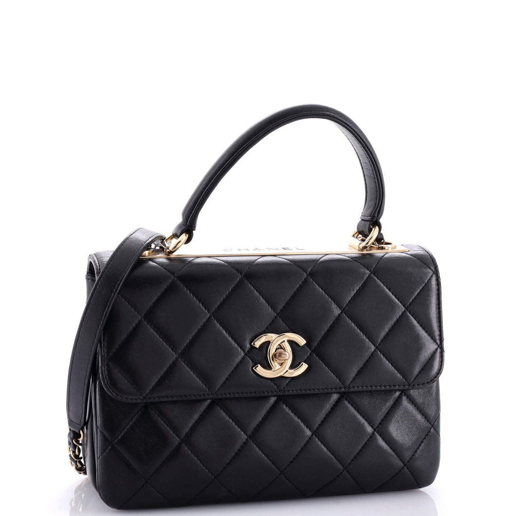 Trendy CC Top Handle Bag Quilted Lambskin Small