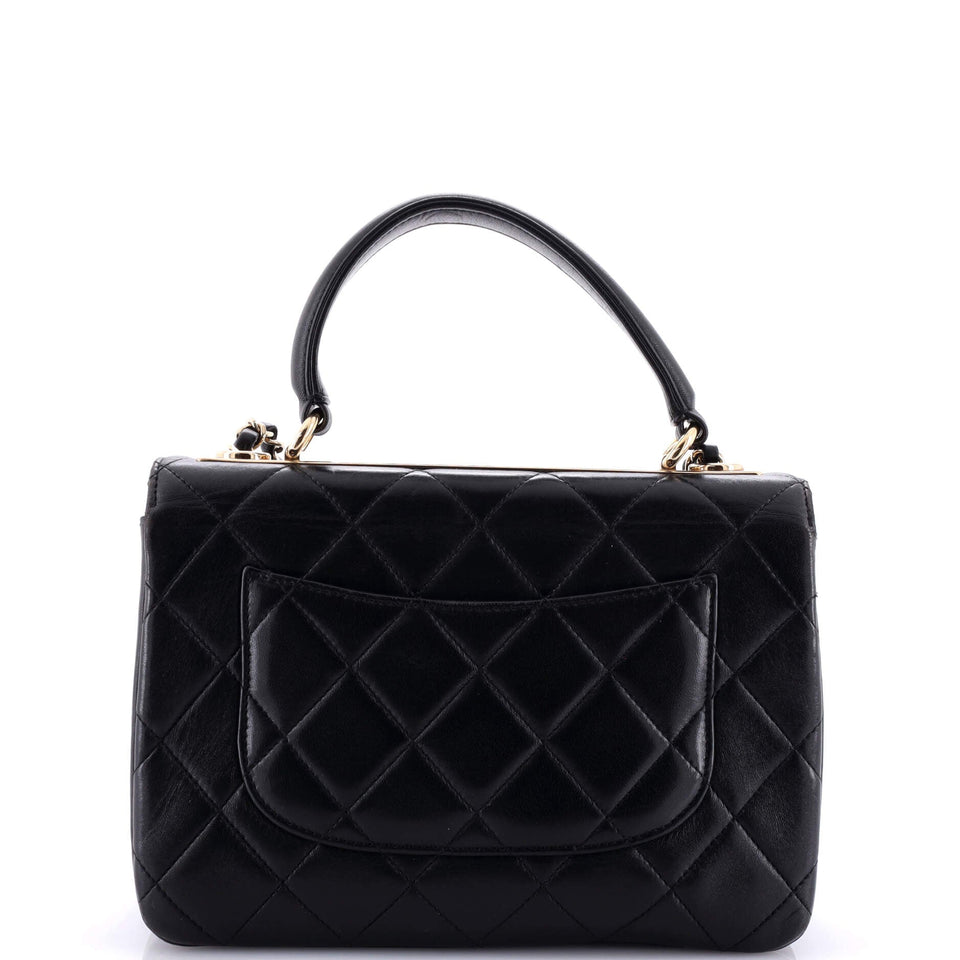 Trendy CC Top Handle Bag Quilted Lambskin Small