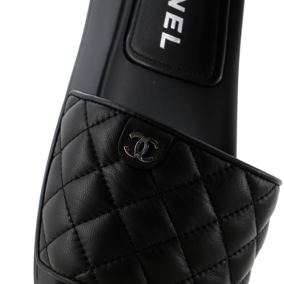 Women's CC Slide Sandals Quilted Lambskin
