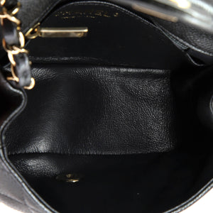 Square Classic Single Flap Bag Quilted Caviar Mini