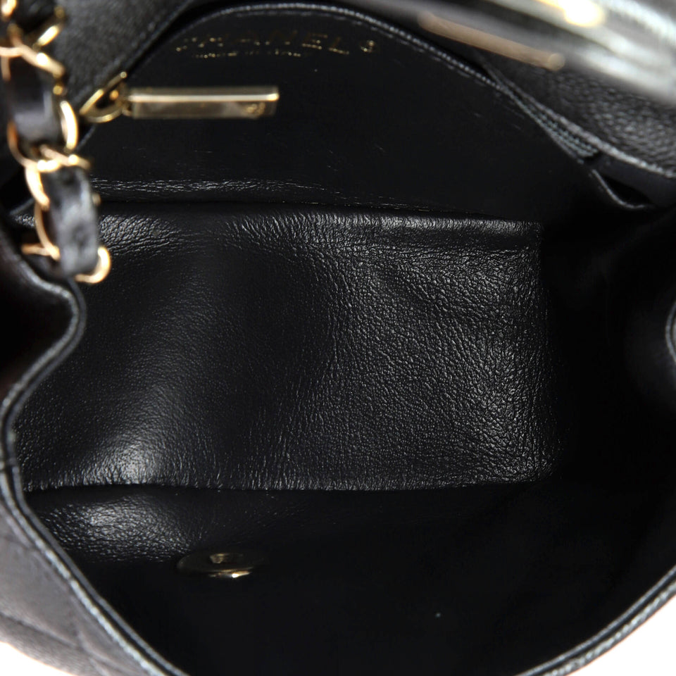 Square Classic Single Flap Bag Quilted Caviar Mini