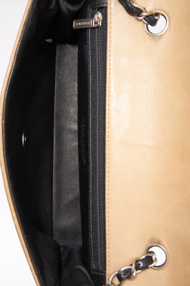 Chanel Vintage Timeless Black And Cream Single Flap Bag