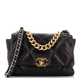 19 Flap Bag Quilted Leather Large