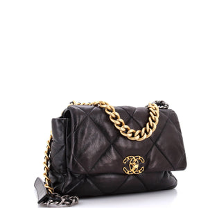19 Flap Bag Quilted Leather Large