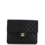 Square Classic Flap Clutch Quilted Caviar