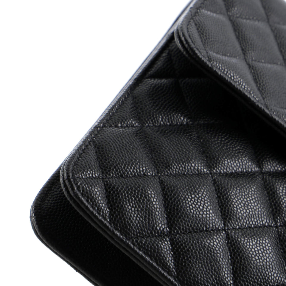 Square Classic Flap Clutch Quilted Caviar