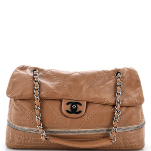 Expandable Ligne Flap Bag Quilted Calfskin Medium