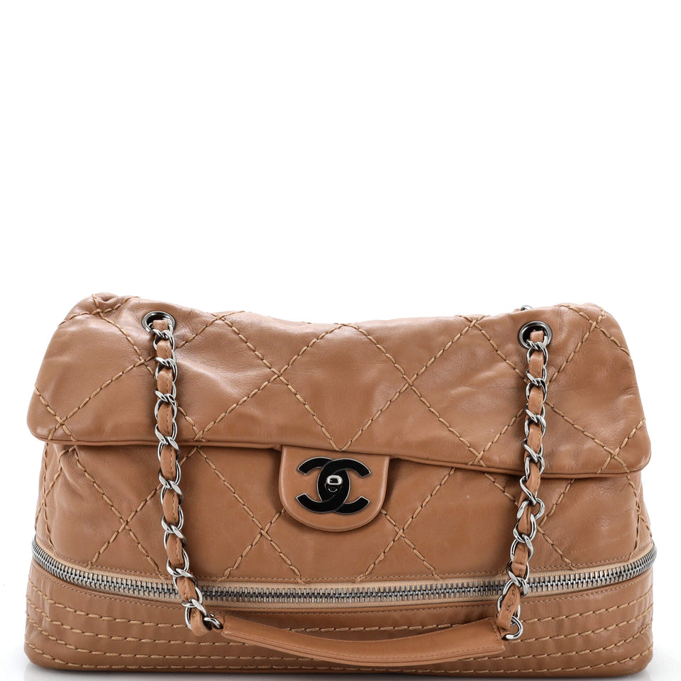 Expandable Ligne Flap Bag Quilted Calfskin Medium