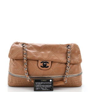 Expandable Ligne Flap Bag Quilted Calfskin Medium