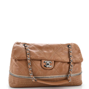 Expandable Ligne Flap Bag Quilted Calfskin Medium
