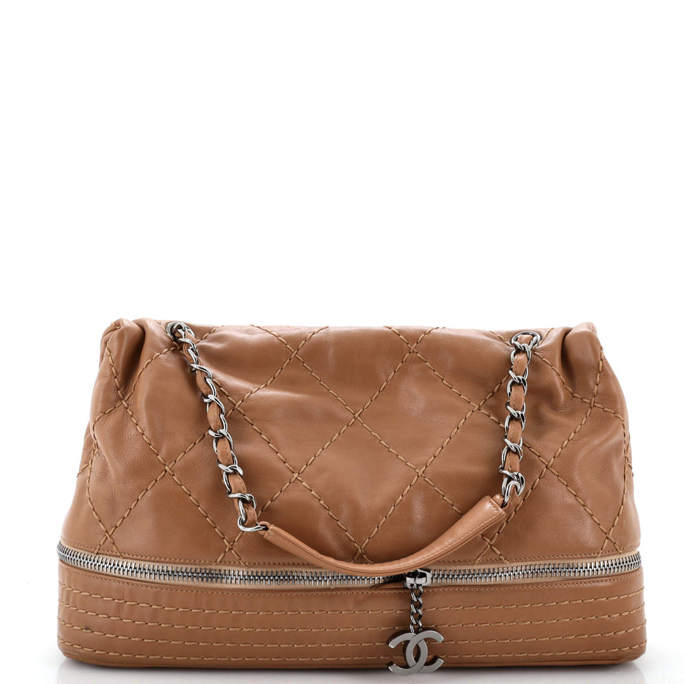 Expandable Ligne Flap Bag Quilted Calfskin Medium