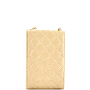 Pearl Crush Phone Holder Crossbody Bag Quilted Lambskin