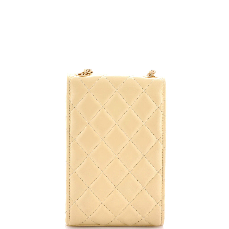 Pearl Crush Phone Holder Crossbody Bag Quilted Lambskin