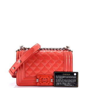 Boy Flap Bag Quilted Plexiglass Patent Small