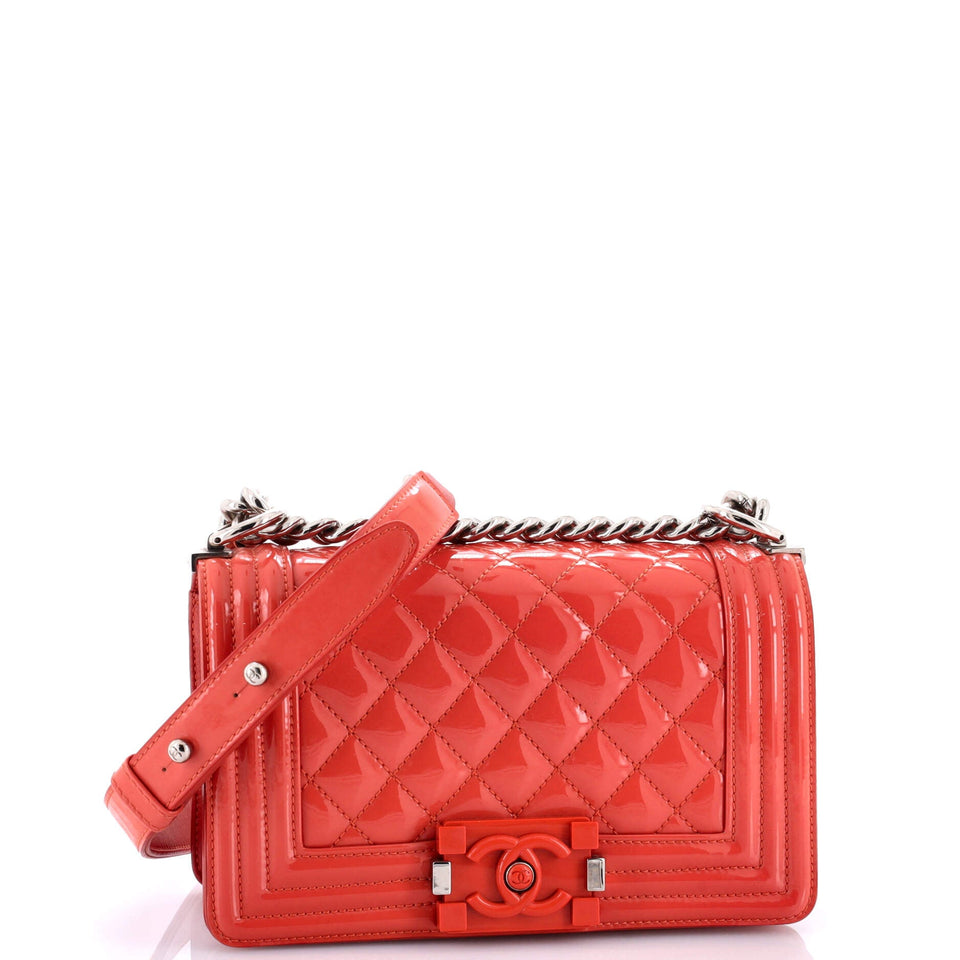 Boy Flap Bag Quilted Plexiglass Patent Small
