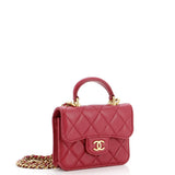 Top Handle Flap Coin Purse with Chain Quilted Lambskin