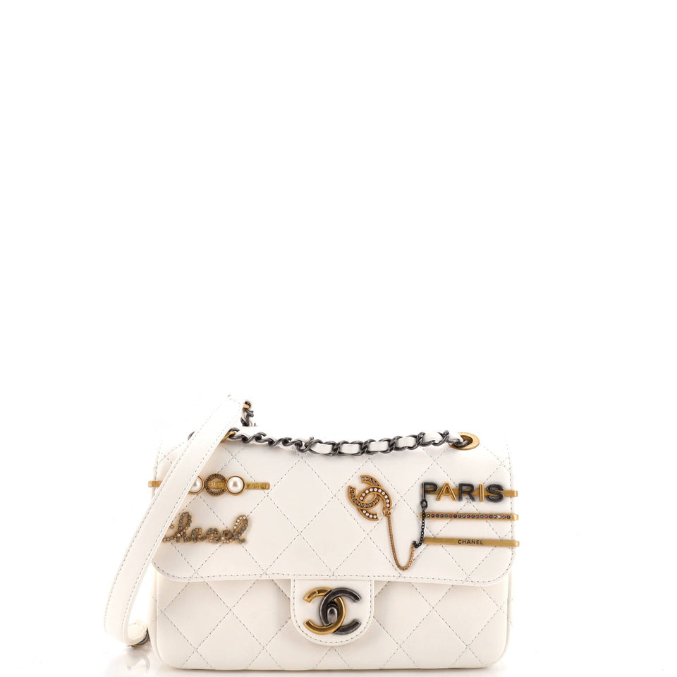 Coco Clips Flap Bag Embellished Quilted Lambskin Small