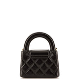 Kelly Top Handle Clutch with Chain Quilted Shiny Aged Calfskin